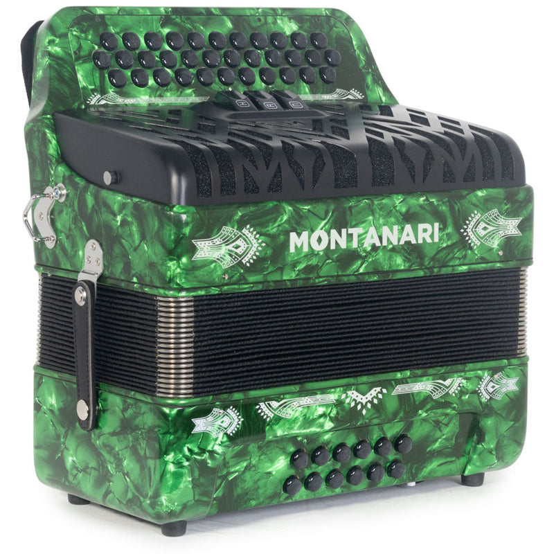 Montanari CM II Accordion 3 Switch 3412 FBE Green-accordion-Montanari- Hermes Music