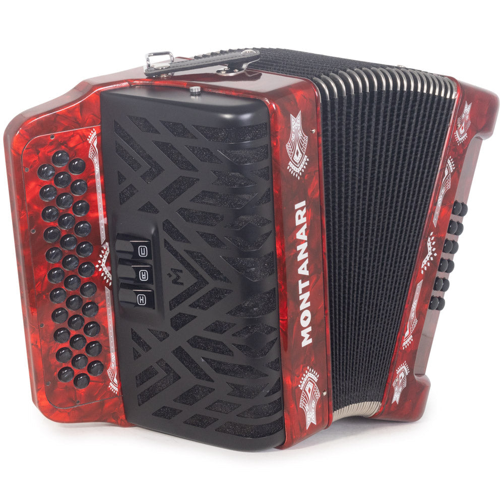 Montanari CM II Accordion 3 Switch 3412 FBE Red-accordion-Montanari- Hermes Music