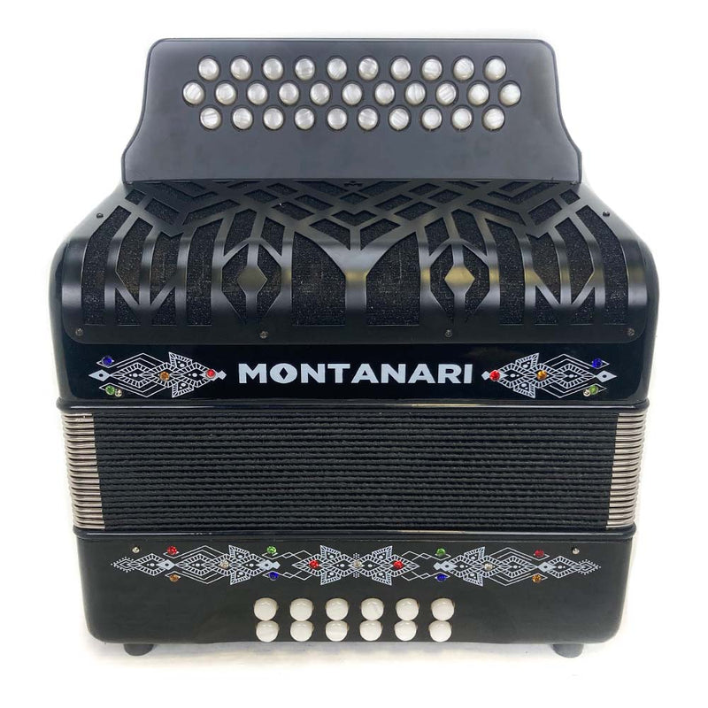 Montanari Vallenato Accordion No Switch FBE Black-accordion-Montanari- Hermes Music
