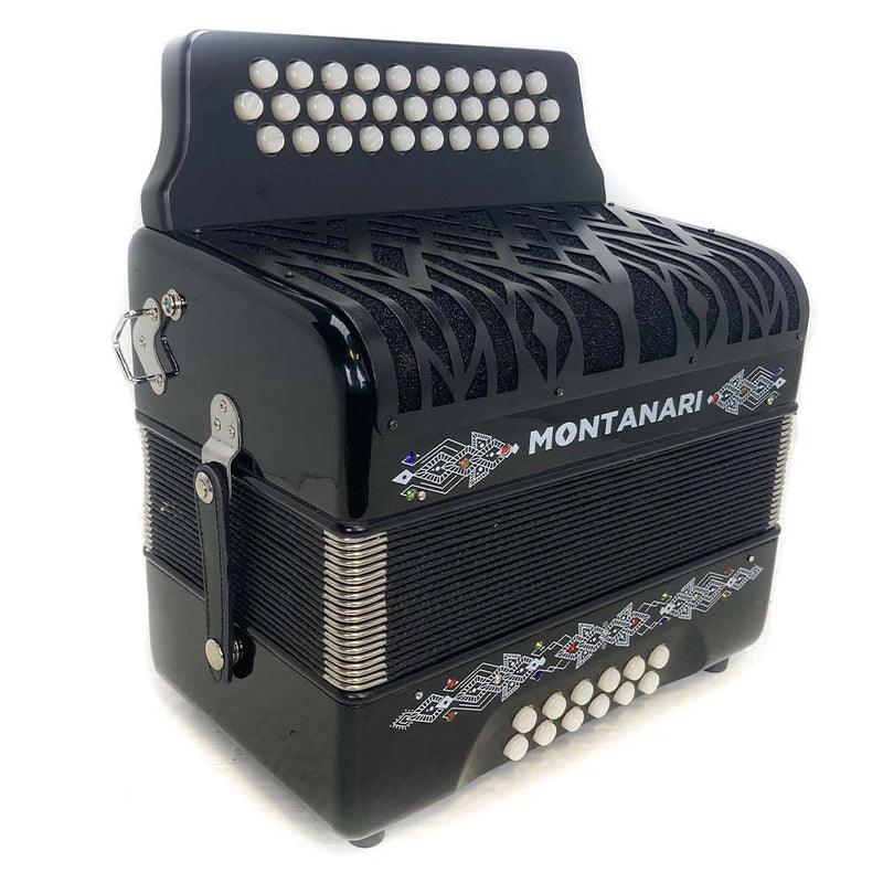 Montanari Vallenato Accordion No Switch FBE Black-accordion-Montanari- Hermes Music