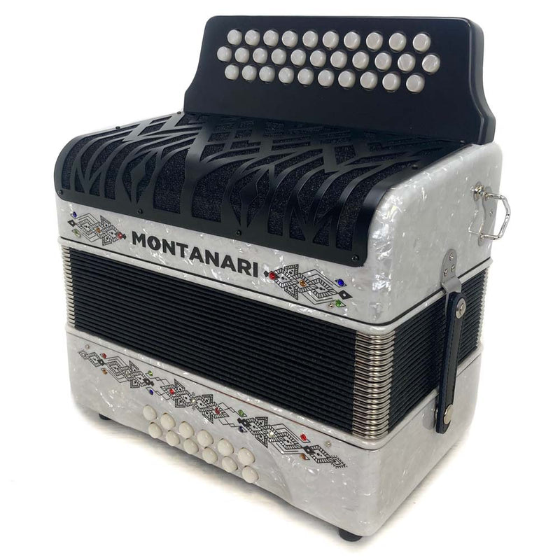 Montanari Vallenato Accordion No Switch GCF White-accordion-Montanari- Hermes Music