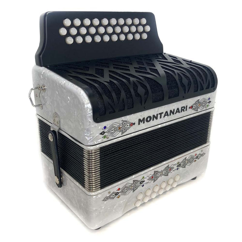 Montanari Vallenato Accordion No Switch GCF White-accordion-Montanari- Hermes Music