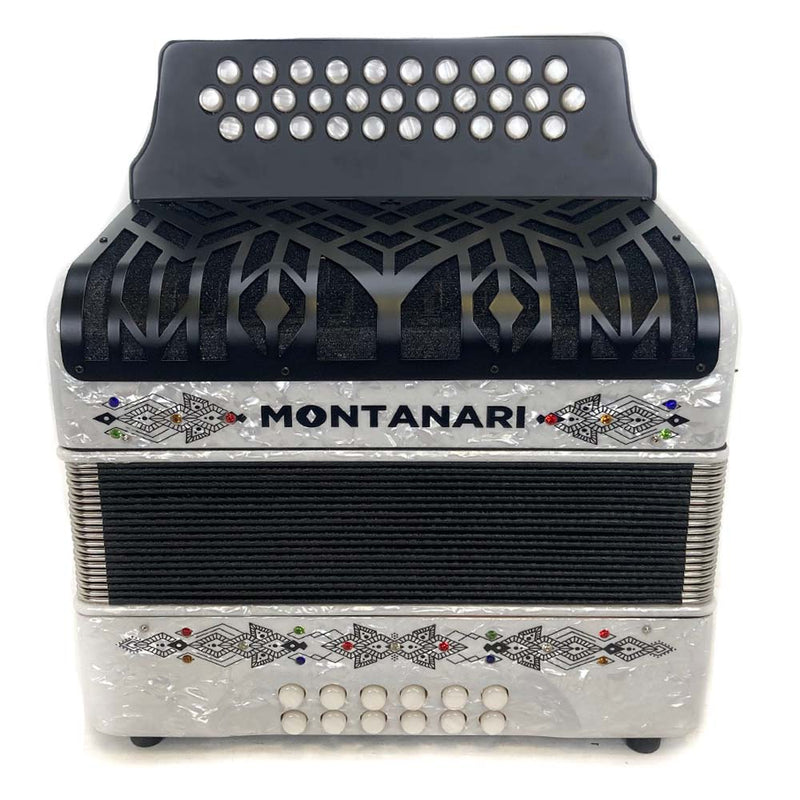 Montanari Vallenato Accordion No Switch GCF White-accordion-Montanari- Hermes Music