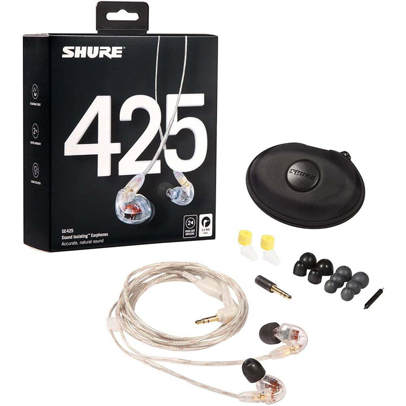 Shure SE425 Sound Isolating In-Ear Stereo Headphones (Clear)-headphones-shure- Hermes Music