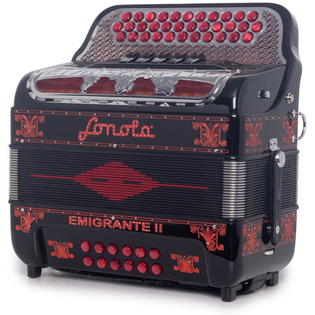 Sonola Emigrante II Accordion 5 Switch EAD Black with Red-accordion-Sonola- Hermes Music