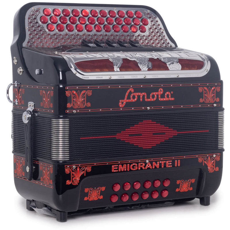 Sonola Emigrante II Accordion 5 Switch EAD Black with Red-accordion-Sonola- Hermes Music