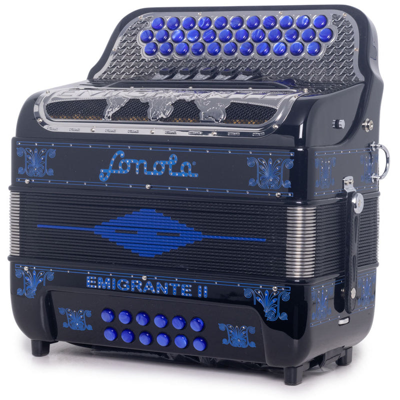 Sonola Emigrante II Accordion 5 Switch FBE Black with Blue-accordion-Sonola- Hermes Music