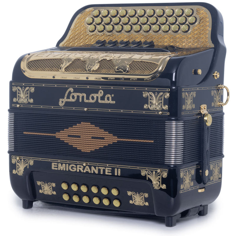 Sonola Emigrante II Accordion 5 Switch FBE Black with Gold-accordion-Sonola- Hermes Music