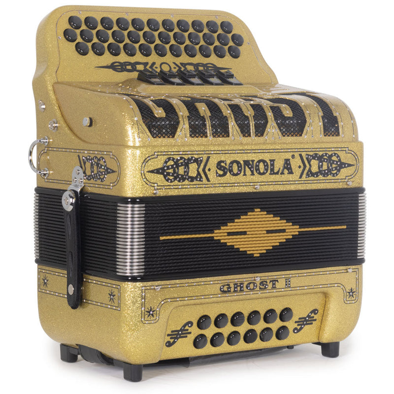 Sonola Ghost II Ultralight Accordion 5 Switch EAD Gold with Black-Accordions & Concertinas-Sonola- Hermes Music