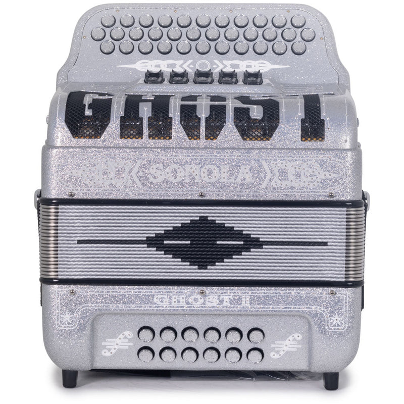 Sonola Ghost II Ultralight Accordion 5 Switch FBE Silver Glitter-Accordions & Concertinas-Sonola- Hermes Music