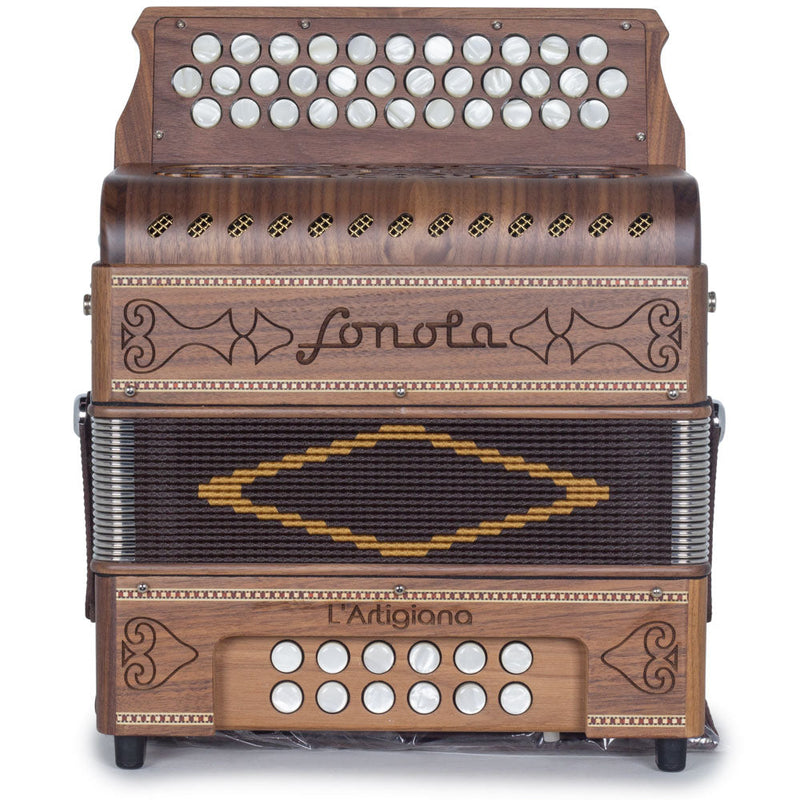 Sonola L'Artigiana Accordion No Switch EAD Wood with Gold Grill-accordion-Sonola- Hermes Music