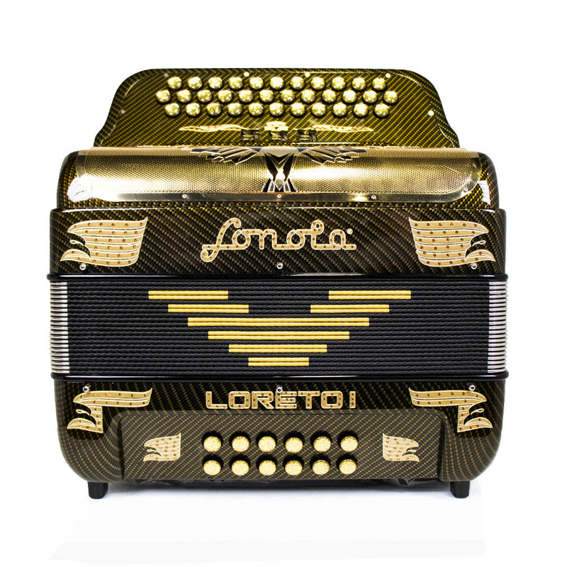 Sonola Loreto I Accordion 3 Switch GCF Carbon with Gold-accordion-Sonola- Hermes Music