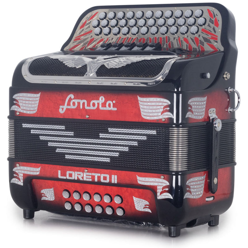 Sonola Loreto II Accordion 5 Switch EAD Black, Red and Silver-accordion-Sonola- Hermes Music