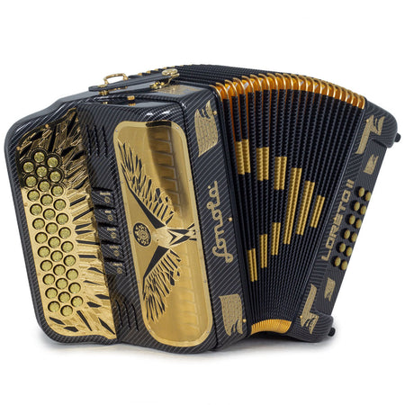 Sonola Loreto II Accordion 5 Switch EAD Gray with Gold Carbon-accordion-Sonola- Hermes Music