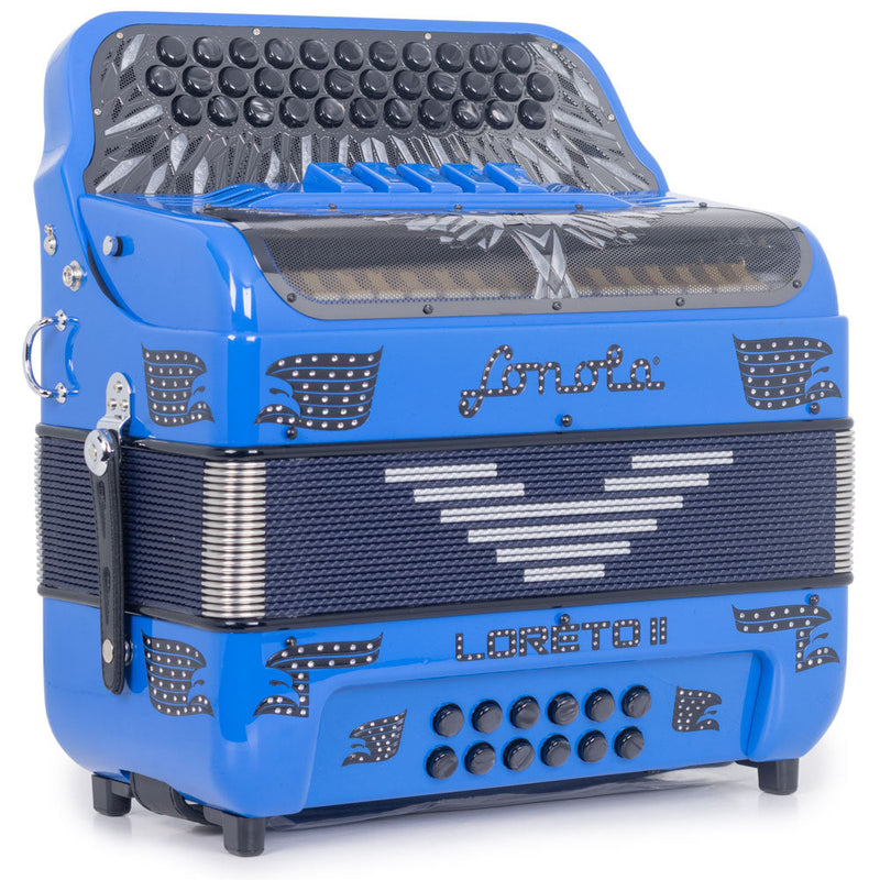 Sonola Loreto II Accordion 5 Switch FBE Blue with Black-accordion-Sonola- Hermes Music