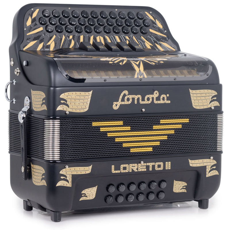 Sonola Loreto II Accordion 5 Switch FBE Gold with Black-accordion-Sonola- Hermes Music