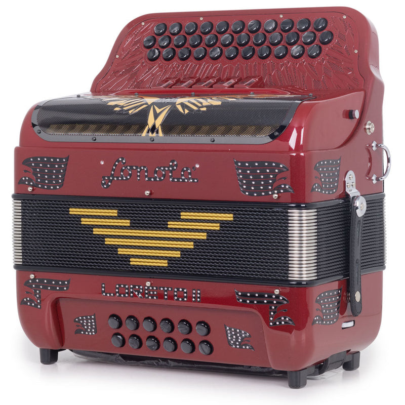 Sonola Loreto II Accordion 5 Switch FBE Red with Black-accordion-Sonola- Hermes Music
