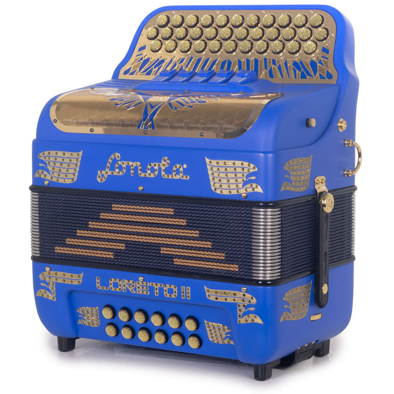 Sonola Loreto II Ultra Compact Accordion 5 Switch EAD Blue with Gold-Accordions & Concertinas-Sonola- Hermes Music