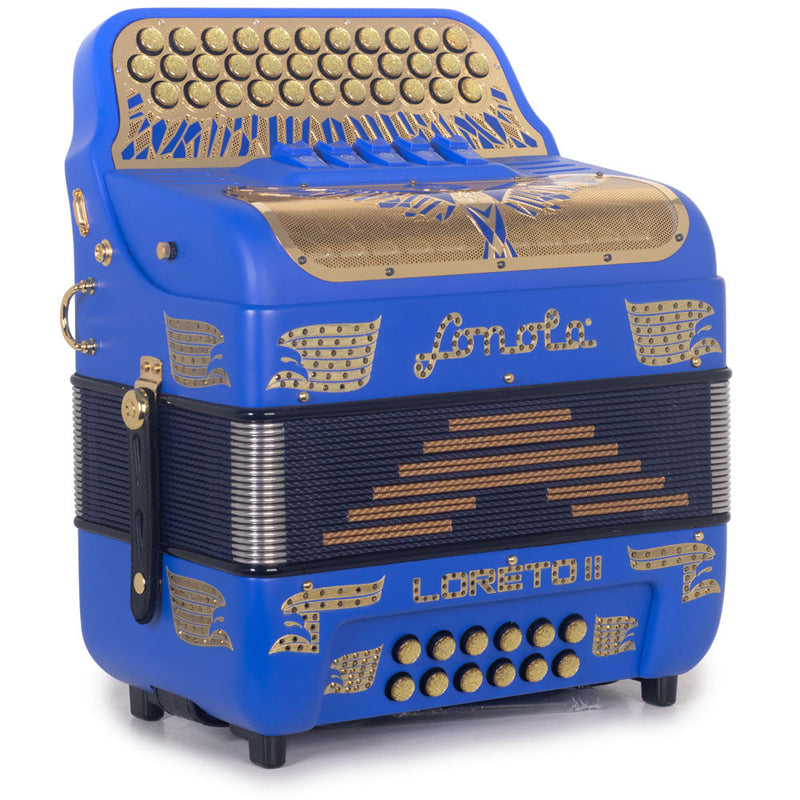 Sonola Loreto II Ultra Compact Accordion 5 Switch EAD Blue with Gold-Accordions & Concertinas-Sonola- Hermes Music
