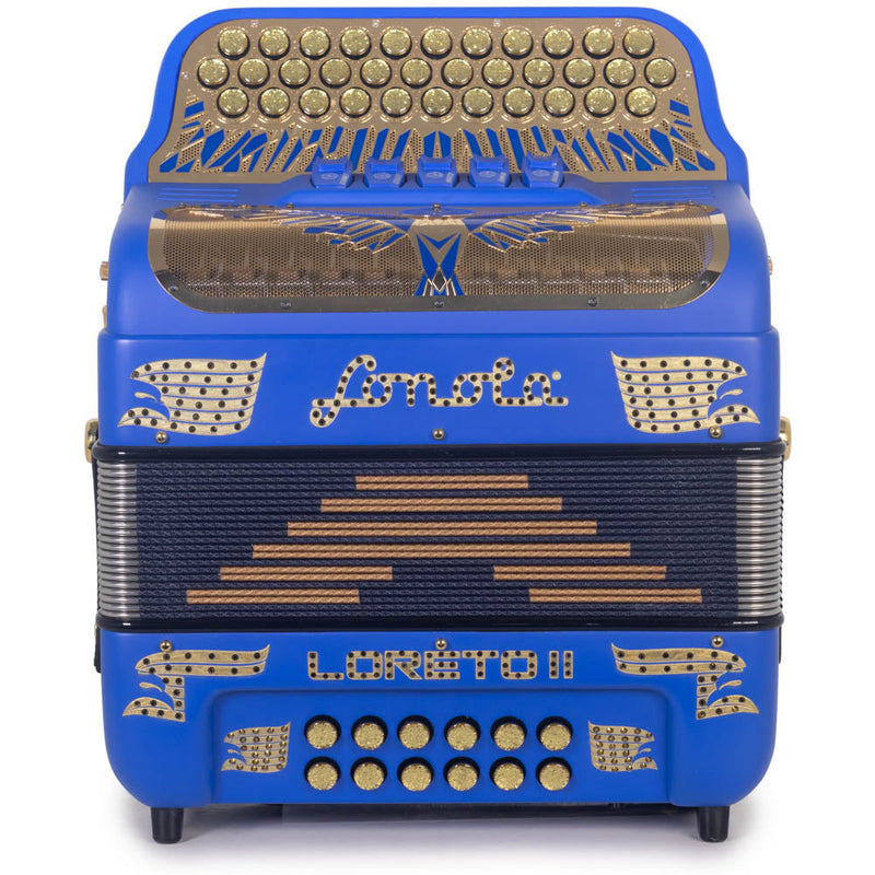 Sonola Loreto II Ultra Compact Accordion 5 Switch FBE Blue with Gold-Accordions & Concertinas-Sonola- Hermes Music