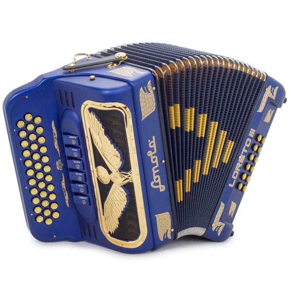 Sonola Loreto III Accordion 6 Switch FBE/EAD Matte Blue with Gold-accordion-Sonola- Hermes Music