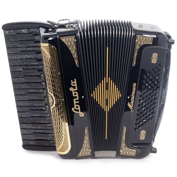 Sonola Maximum Piano Accordion 5 Switch Black with Gold-accordion-Sonola- Hermes Music