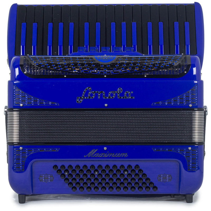 Sonola Maximum Piano Accordion 5 Switch Glossy Blue and Silver with Black Keys-accordion-Sonola- Hermes Music