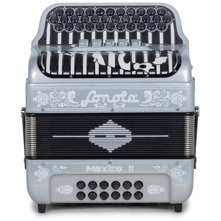 Sonola Mexico II Ultra Compact Accordion 5 Switch FBE Silver with White-accordion-Sonola-Hermes Music