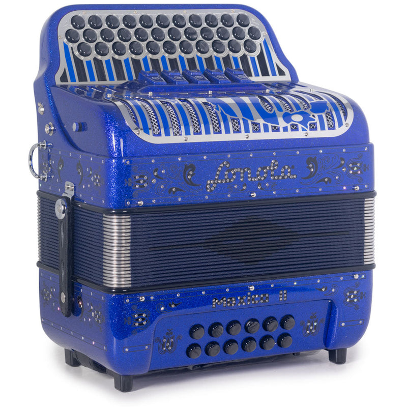 Sonola Mexico II Ultra Compact Accordion EAD 5 Switches Blue Glitter with Black-Accordions & Concertinas-Sonola- Hermes Music