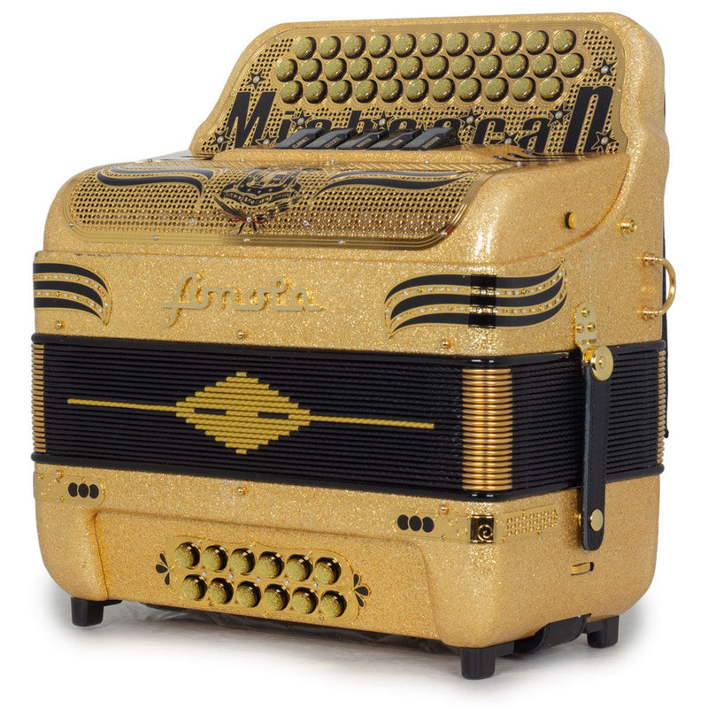Sonola Michoacan Accordion 5 Switches EAD Gold Glitter-accordion-Sonola- Hermes Music