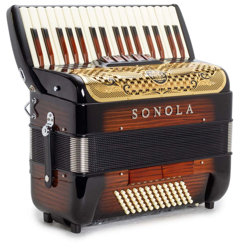 Sonola Onlywood Venezia Piano Accordion 5 Switch Dark Wood with Black-accordion-Sonola- Hermes Music