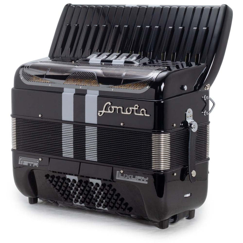 Sonola Pista Deluxe Piano Accordion 5 Switch Black with White and Black Keys-accordion-Sonola- Hermes Music