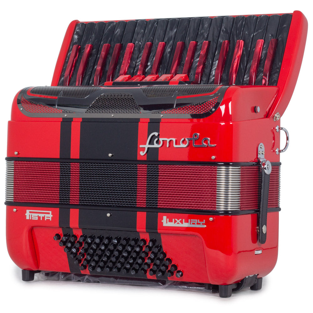 Sonola Pista Deluxe Acordeón de Teclas 5 Registros Rojo con Negro