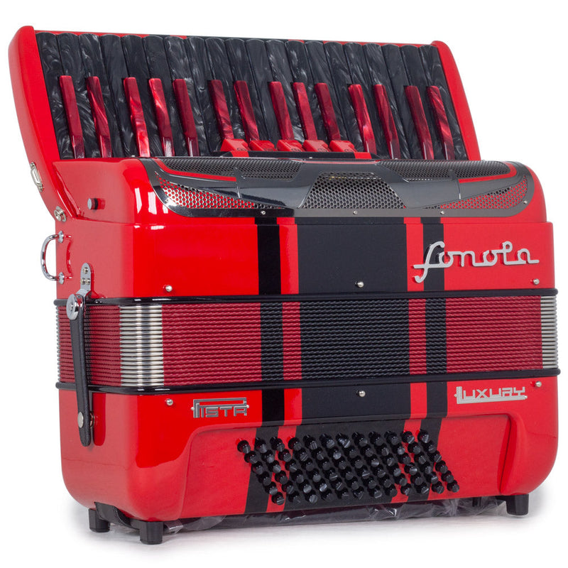 Sonola Pista Deluxe Piano Accordion 5 Switch Glossy Red with Black Designs-accordion-Sonola- Hermes Music