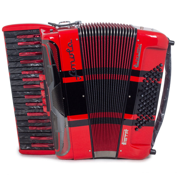 Sonola Pista Deluxe Piano Accordion 5 Switch Glossy Red with Black Designs-accordion-Sonola- Hermes Music