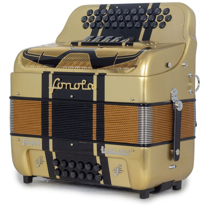 Sonola Pista Lux Accordion 5 Switch EAD Gold and Black-accordion-Sonola- Hermes Music