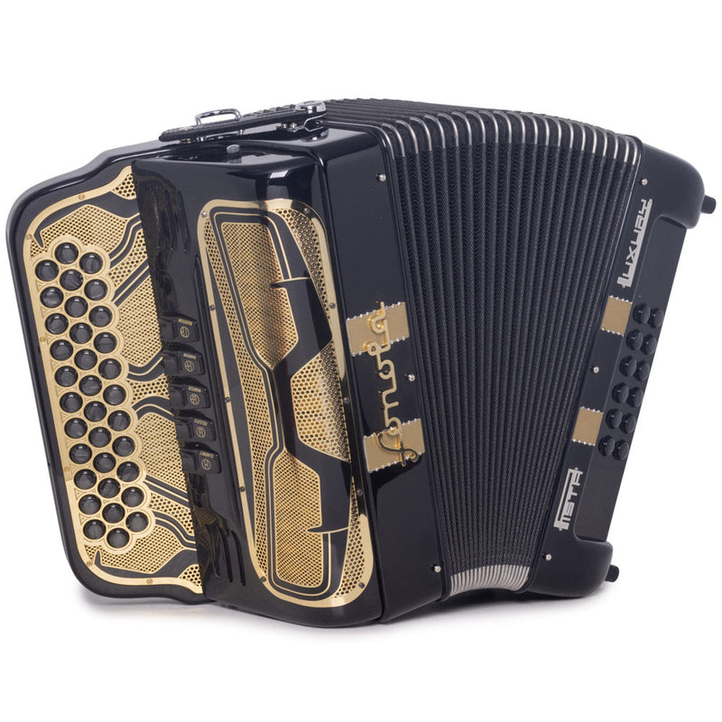 Sonola Pista Lux Accordion 5 Switch FBE Black and Gold-accordion-Sonola- Hermes Music