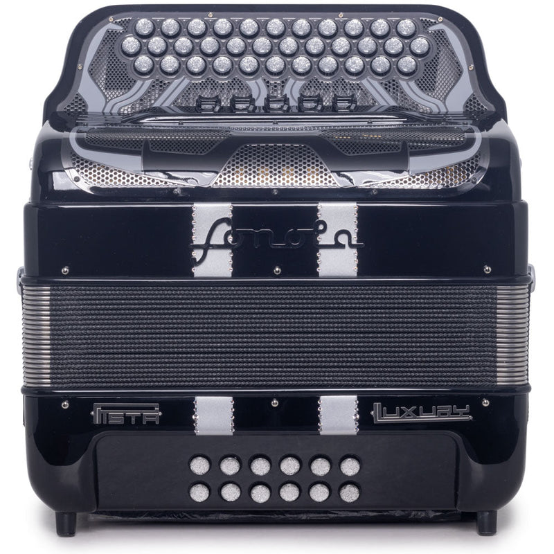 Sonola Pista Lux Accordion 5 Switch FBE Black with Silver-accordion-Sonola- Hermes Music