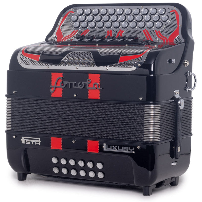 Sonola Pista Lux Accordion 6 Switch FBE/EAD Black with Red-accordion-Sonola- Hermes Music
