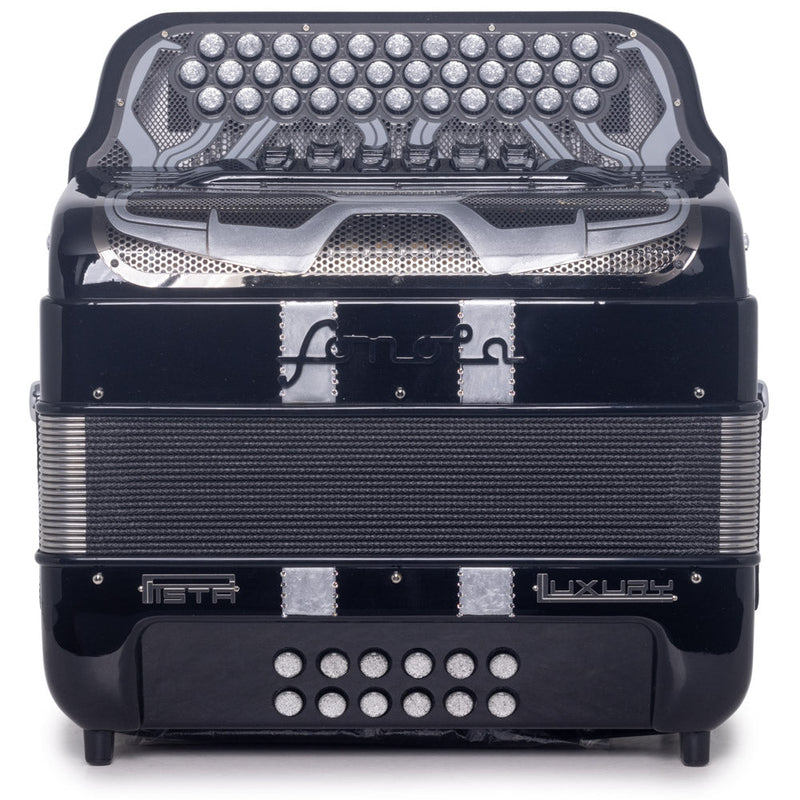 Sonola Pista Lux Accordion 6 Switch FBE/EAD Black with Silver-accordion-Sonola-Hermes Music