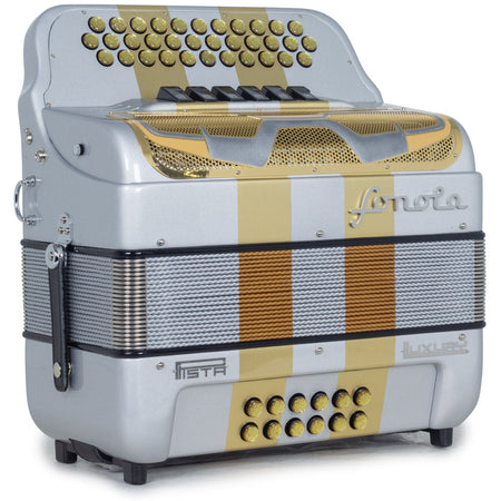 Sonola Pista Lux Accordion 6 Switch FBE/EAD Silver with Gold-accordion-Sonola- Hermes Music