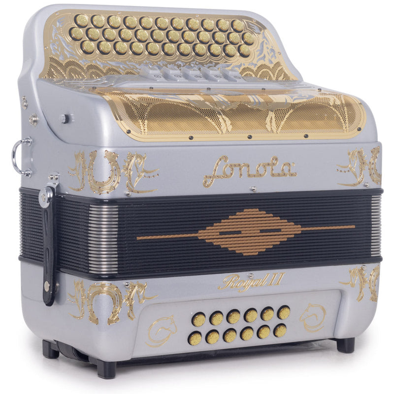 Sonola Royal II Accordion 5 Switch EAD Silver with Gold-accordion-Sonola- Hermes Music