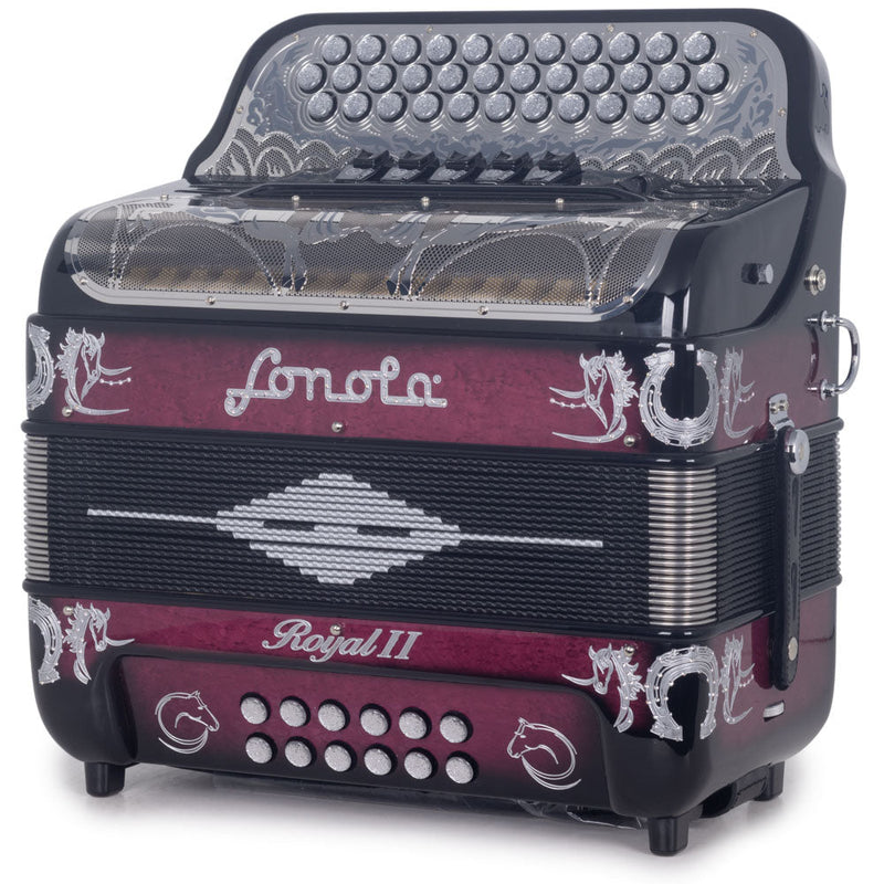 Sonola Royal II Accordion 5 Switch FBE Black with Maroon and Silver-accordion-Sonola- Hermes Music