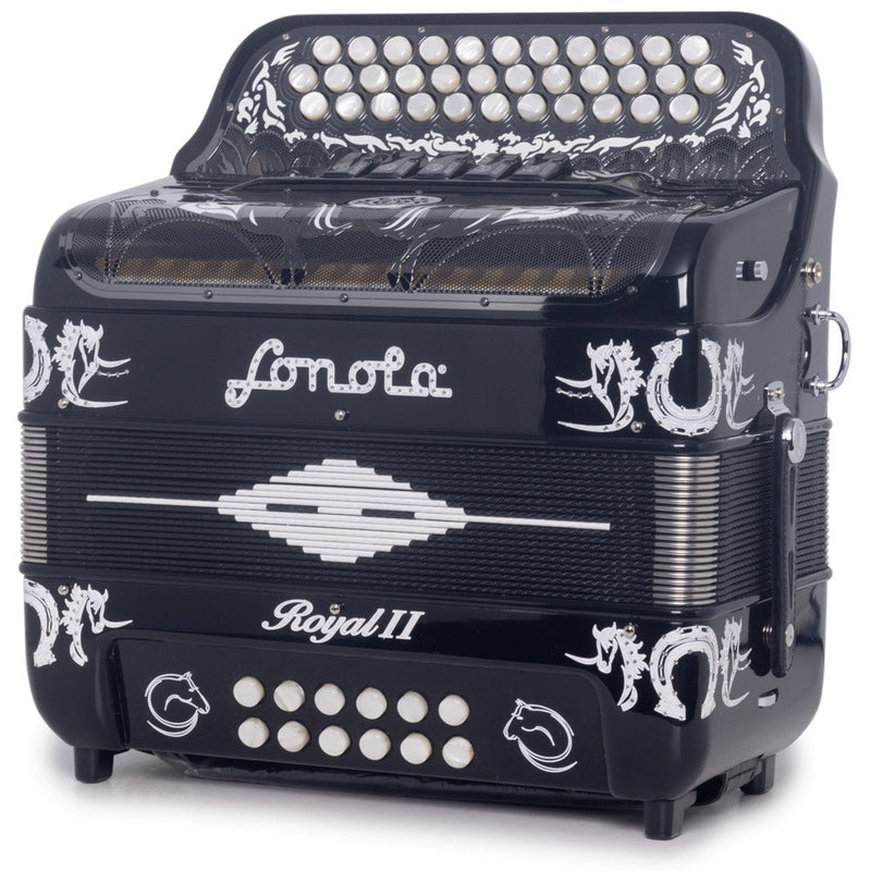 Sonola Royal II Accordion 5 Switch FBE Black with White-accordion-Sonola- Hermes Music