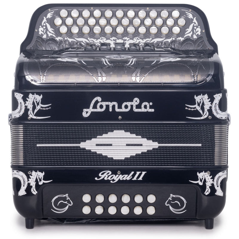 Sonola Royal II Accordion 5 Switch FBE Black with White-accordion-Sonola- Hermes Music