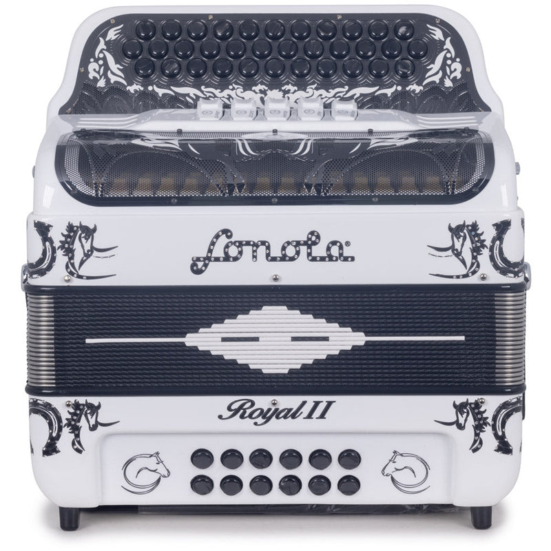 Sonola Royal II Accordion 5 Switch FBE White with Black-accordion-Sonola- Hermes Music