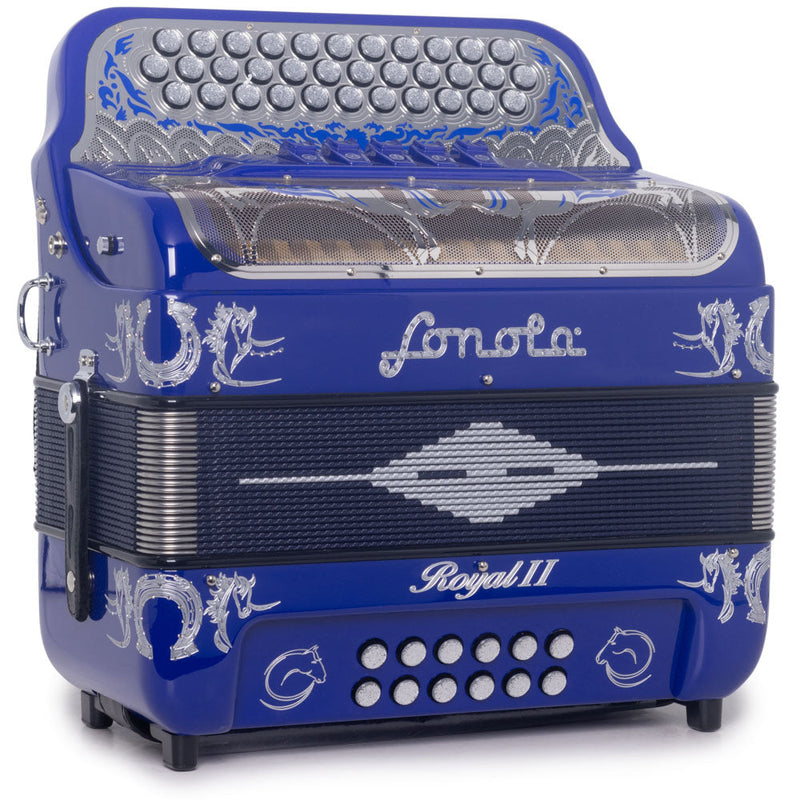 Sonola Royal II Accordion 5 Switch GCF Blue with Silver-accordion-Sonola- Hermes Music
