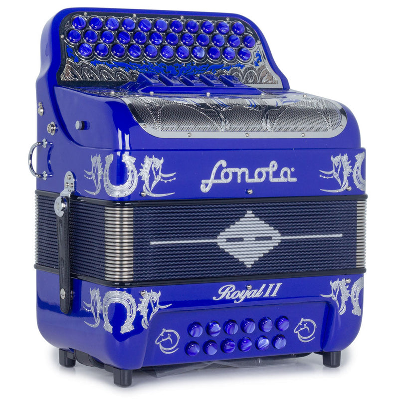Sonola Royal II Ultra Compact Accordion 5 Switch GCF Navy Blue with Silver-accordion-Sonola- Hermes Music
