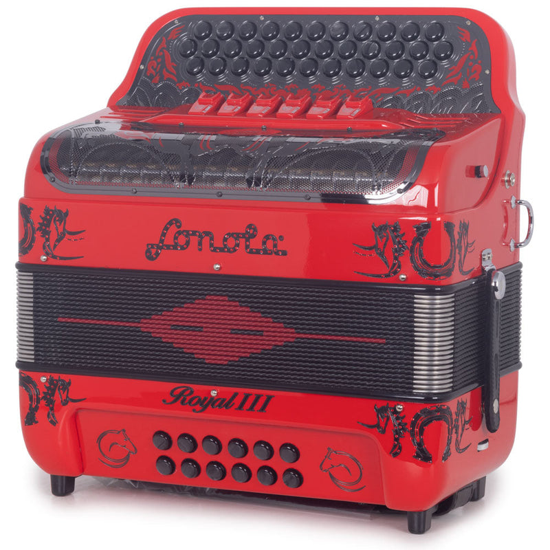 Sonola Royal III Accordion 6 Switch FBE/EAD Red with Black-accordion-Sonola- Hermes Music