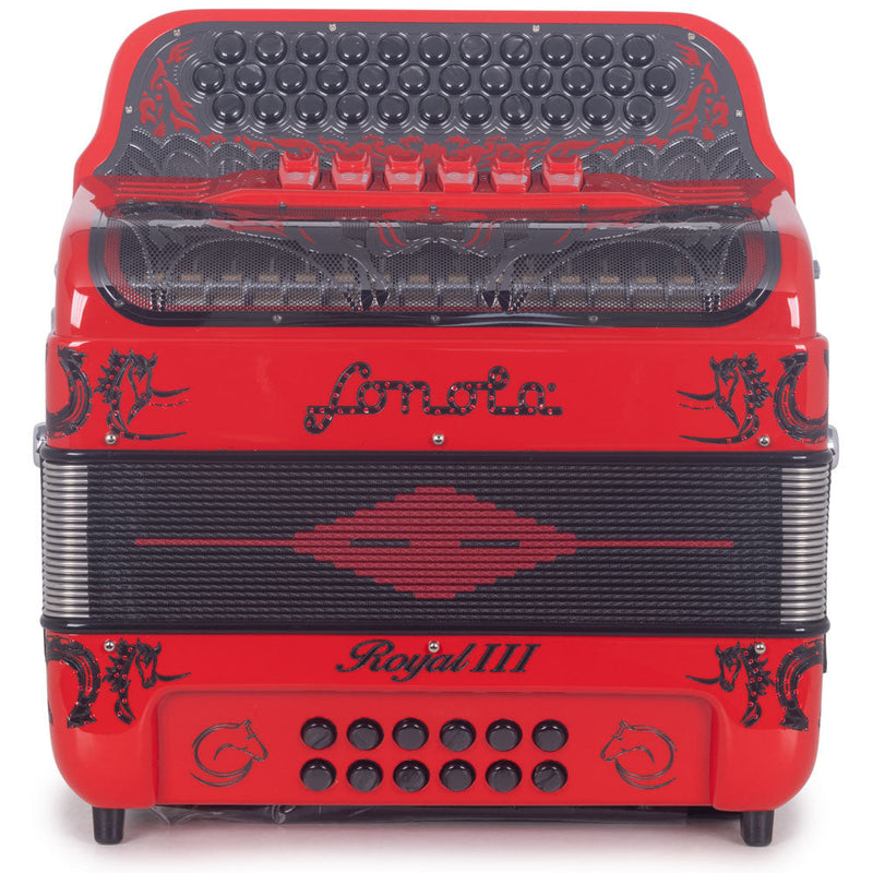 Sonola Royal III Accordion 6 Switch FBE/EAD Red with Black-accordion-Sonola- Hermes Music